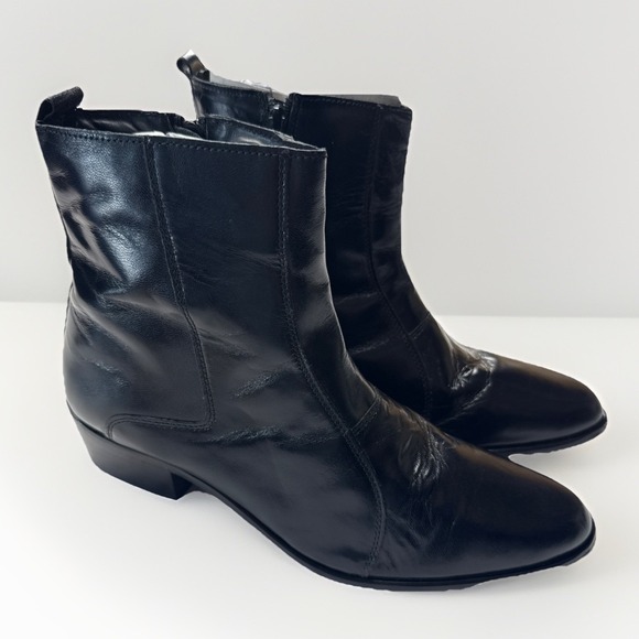 $115 Stacy Adams Santos Leather Boot Black 24855 Side Zip Men's Size 11 EUC - Picture 1 of 10